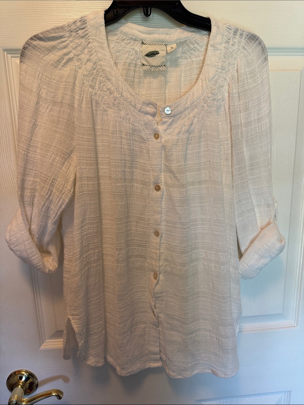 White gauze button down SZ S